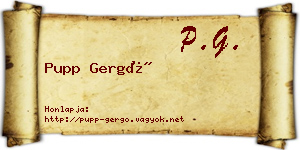 Pupp Gergő névjegykártya